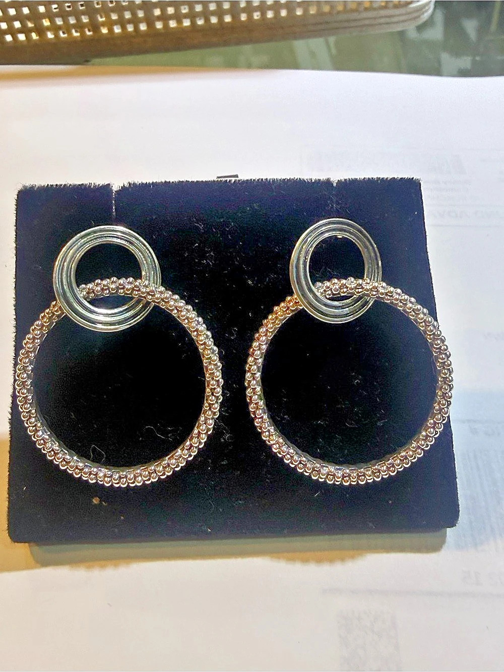 LAGOS Caviar and Fluted DOUBLE CIRCLE 925 Sterling Silver Drop Earrings